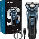 Sejoy Electric Razor for Men, Mens Electric Shavers, Rechargeable Electric Razor Shaving Machines, with Pop-up Trimmer, 1 Hour Fast Charging, 3D Floating Head, LCD Power Indicator (Blue)
