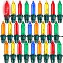 Mudder 240 Pcs Christmas Replacement Mini Light Bulbs with Green Base Christmas Tree Incandescent Wire String Lights Replacement Bulbs for Xmas Indoor Outdoor Decoration(Multicolor,6v X 0.08a)