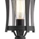 EAPUDUN Outdoor Lamp Post Light Fixture, Waterproof 18 Inch Post Light with 3" Pier Mount Base, Matte Black Cast Aluminum Finish with Clear Glass Lantern for Driveway, Garden & Patio