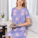 Deyeek Hospital Gowns for Women Tear Away Snap Open Back Dress Post Shoulder Surgery Dresses Soft Adaptive Clothing Nightgown (Blue, XXXL)