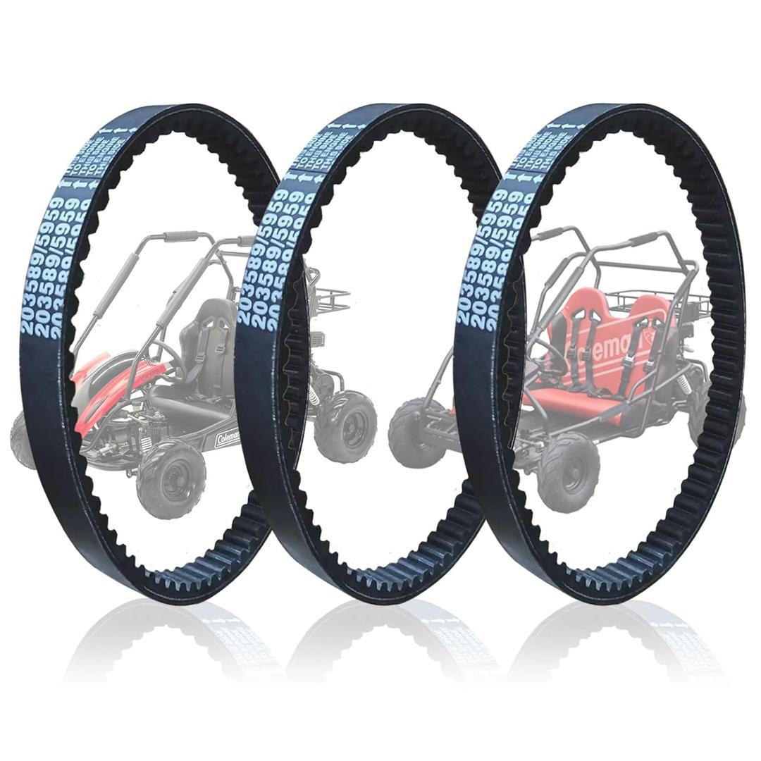 QYMOTO Go Kart Drive Belt 203589 for Coleman KT196 Go Cart CVT Belt Fits CK196-T,Manco 5959, Comet 203589,30 Series Torque Converter Asymmetrical Belt Murray 12-8487(3pcs)