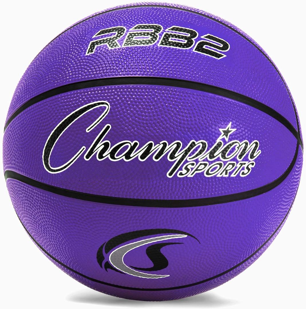 Champion Sports Rubber Basketballs  Durable Indoor & Outdoor Training & Recreational Game Balls, Multiple Sizes & Colors (Purple)