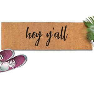 MAINEVENT Hey Y'all Large Door Mat 50x15 Inch, Oversized Long Front Doormat Outdoor Entrance for Double Doors (1'3" x 4'2" (Rectangular))