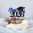 5 x Class of 2026 Cake Topper, Congrats Grad/You Did It, Congratulations High School College Graduation Party Decorations, Black and Blue Glitter, (Assorted )