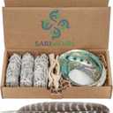 Sage Smudge Kit - White Sage Smudge Sticks - 4in ~ Abalone Shell 5-6in ~ 2in Tripod Stand ~ 9-12in Feather and White Sand