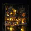 Fifijoy DIY Miniature Dollhouse Kit, Holo Magic City DIY Miniature House kit Wooden Dollhouse Kit, DIY Mini House kit for Adults to Build