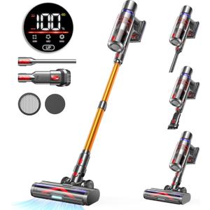 Cordless Vacuum Cleaner, 45Kpa 550W 65Mins Self-Standing Vacuum Cleaners for Home, Stick Vacuum with Touch Screen, Anti-tangle Brush, Rechargeable Vacuum Cordless for Pet Hair, Carpet, Hardwood Floor