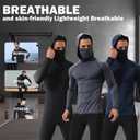 3 Pack Men's UPF 50+ Sun Protection Hoodies, Long Sleeve Moisture Wicking Shirts with Face Mask for Fishing (Gray, XL)