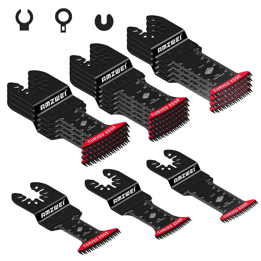16PCS Japanese Teeth Oscillating Tool Blade, CRV Extra Long Multi Tool Blade Kits for Wood Clean Cutting, Universal Oscillating Saw Blades Fit Dewalt Bosch Milwaukee Ryobi