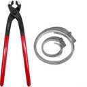 Ear Clamp Pliers with 12pcs Single Ear CV Boot Clamps Band Tool Kit, Ear Clamp Pincer, Ear-Type Clamp Crimp Hand Tool Ear Type CV Joint Axle Boot Clamp Pliers Tool for Auto ATV UTV