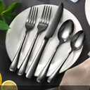 30 Piece Black Silverware Set, Ollex Flatware Set for 6 Food-Grade Stainless Steel Cutlery Utensils Include Spoon Knife Fork Mirror Polished for Home, Party, Wedding, Dishwasher Safe