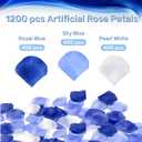 1200PCS Artificial Flower Petals & 20PCS Balloons Set for him boyfriend husband, Valentine's Day, Birthday, Party, Graduations, Balloons Kit (Royal Blue,Sky Blue, White)