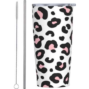 20oz Travel Tumbler Sleek Pink Panther Spots BPA-Free Cup with Leakproof Lid Car Straw Cup Double Wall Stainless Steel Cup for Home Office Camping