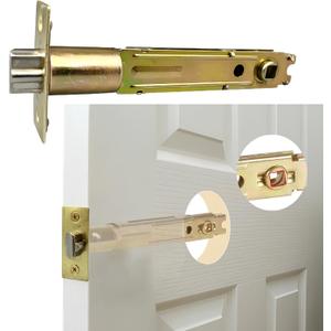 5 Inch Deadbolt Door Replacement Latch Fits Backset Standard Entry Doors Knobset or 90Rotation Leverset, 2-1/8" Cross Bore, Square Corner Faceplate, Polished Brass