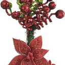 6PC Set Green Christmas Tree Decoration Sequins Ball Curly Pick, Christmas Tree Decorations Christmas Tree Topper Star Home Office Perfect Party Decorations Gifts (14.5"H)