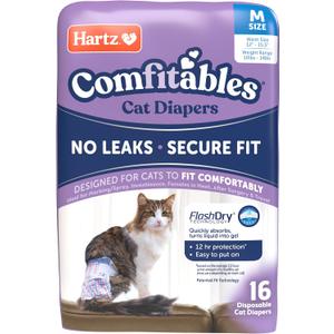Hartz Comfitables Cat Diapers, Medium, 16 Count, Comfortable & Secure Fit, Easy to Put On