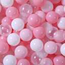 GOGOSO Ball Pit Balls for Toddler, Baby Plastic Playballs Kids Soft Pastel Pelotas Non-Toxic BPA-Free 2pink+White+Clear 200 Balls