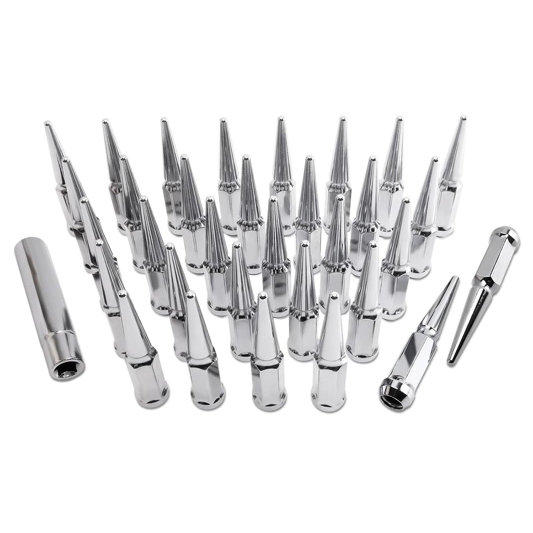 M14x2.0 Wheel Spike Lug Nuts & Cone/Conical Bulge Seat kitCompatible with F350 2005-2007 & Excursion 2000-2005 & F150 Heritage 2004 & Mark LT 2006-2010 More Replace Set of 32+1