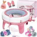 Knitting Machine 40 Needles, Smart Loom Knitting Machine, Knitting Board Rotating Double Knit Loom Machine for Adults/Kids Gift, DIY Knit Scarf Hat Sock(with Wool)