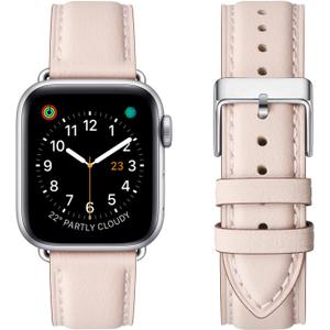 Leather Bands Compatible with Apple Watch Band 38mm 40mm 41mm 42mm(Series 11/10), Genuine Leather Wristband Starp for iWatch SE Series 11 10 9 8 7 6 5 4 3 2 1 Ultra for Women Men