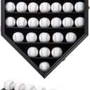 Baseball Display Frame Case Baseball Shadow Box Wall Cabinet Baseball Holders for 30 Balls Display with Lockable Anti Fade UV Protection Acrylic Door for Homerun and Collector Autograph Balls, Black