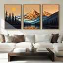 IARTTOP Large Mountain Framed Canvas Wall Art 16x24 Inch Abstract Mountain Landscape Wall Decor Set of 3 Modern Nature Scenery Art Prints for Living Room Bedroom Office