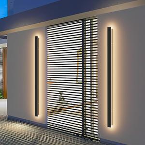 2 Pack 47.2In Long Outdoor LED Wall Lights IP65 Waterproof Black Modern Exterior Light 3000K for Courtyard Patio Porch
