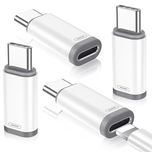Temdan 4 Pack Lightning to USB C Adapter for iPhone 15/16/17 Pro/17 Pro Max,for iPhone 17/16 Charger,17/16 Accessories,Fast Charging & Data Transfer,USB C Charger Connector Cable,Not for OTG-White