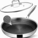 Non Stick Frying Pans, 12-inch with Lid, Hybrid Frying Pans Nonstick Stainless Steel Skillets, Dishwasher & Oven-Safe, Stay-Cool Handle, PFOA Free Cookware, Compatible with All Cooktops