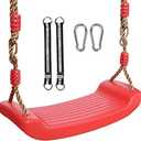 Plastic Swing Seat,Kids Swing Seat with 6.6ft Adjustable Rope and 2 Carabiners,Red Swings for Backyard Playground Indoor Outdoor