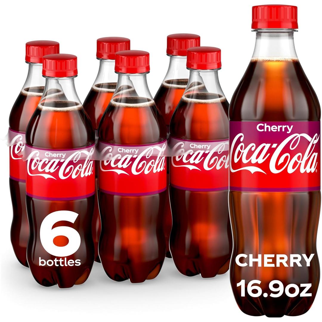 Coca-Cola Cherry Soda Soft Drink, 16.9 fl oz, 6 Pack, BBD: Feb23/26