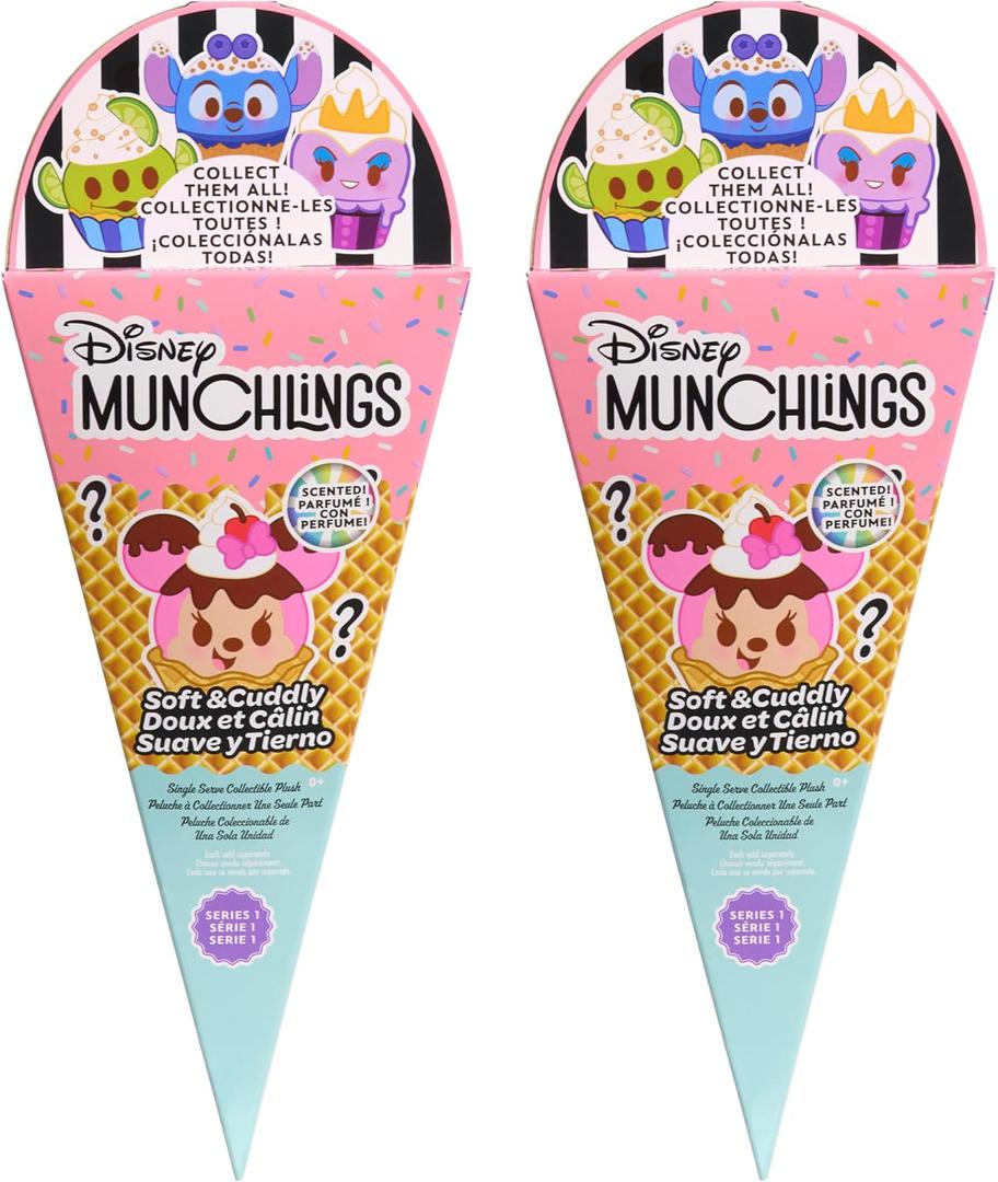 Disney Munchlings Single-Serve Scented Collectible Plush 2-Pack, 4.5-inch Stuffed Animal, Kids Toys for Ages 0+ by Just Play