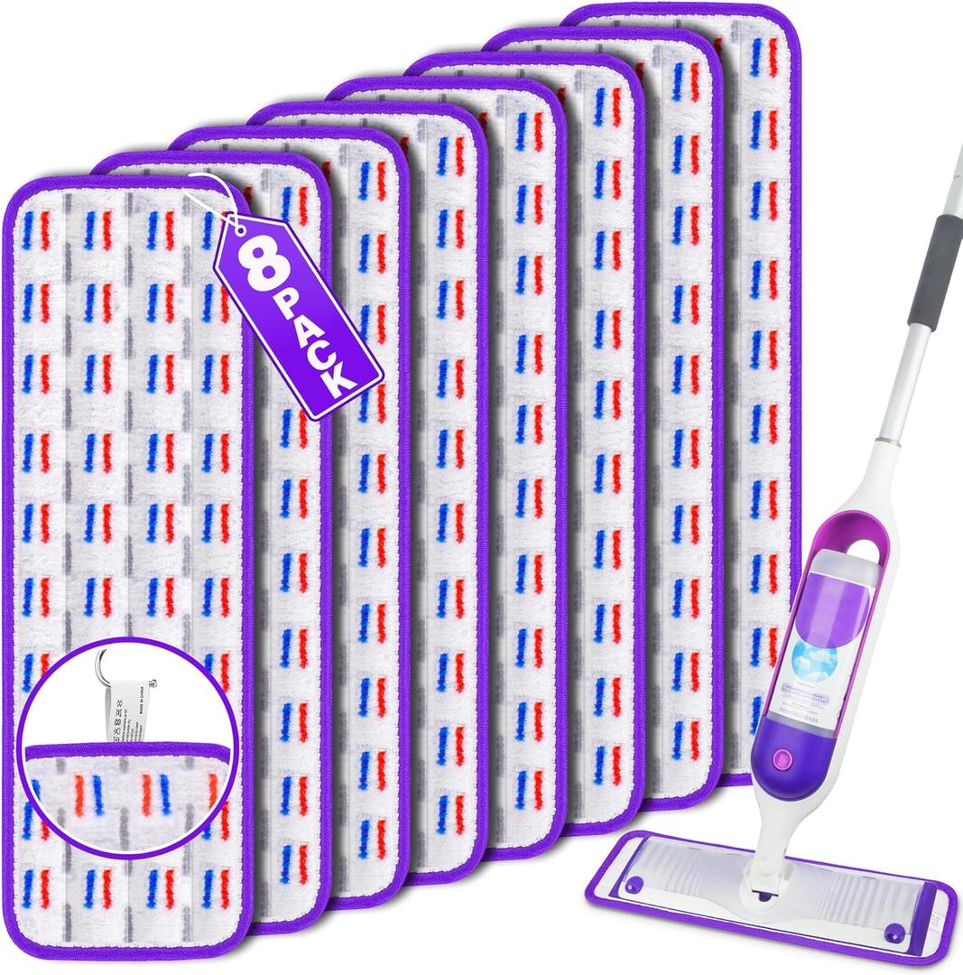 2 x 8 Pack Reusable Mop Pads for Swiffer PowerMop, Power Mop Refills 15'' Microfiber Pads Refills Machine Washable Dry Wet Use for Hardwood Floor Cleaning