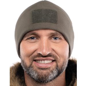 2SBR 2SABERS Warm Outdoor Winter Fleece Beanie with Patch Panel  Skull Watch Cap Hat Olive Green (M)