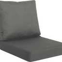 Favoyard Deep Seat Patio Cushions Rainproof & Fadeness Furniture Cushion Set for Outdoor with Polyester-Linen Fabric & Removable Cover, Hidden Zipper and Adjustment StapsSeat 22x22In Back 22x18.5In (Dark Gery)