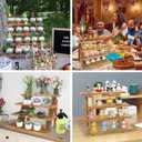 Wooden Cupcake Stand for 24 Cupcakes, 4 Tier Cupcake Display Stand Rustic Tiered Display Stand Dessert Table Display Set Cupcake Stand for Baby Shower Decorations Birthday Party Supplies Perfume Display(Pine Wood 2Pcs)