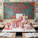 100 Pieces 16 Ounce Valentine's Day Popcorn Boxes Have a Poppin Valentine's Day Love Heart Candy Goodie Boxes Cardboard Popcorn Container for Classroom School Class Party Favor