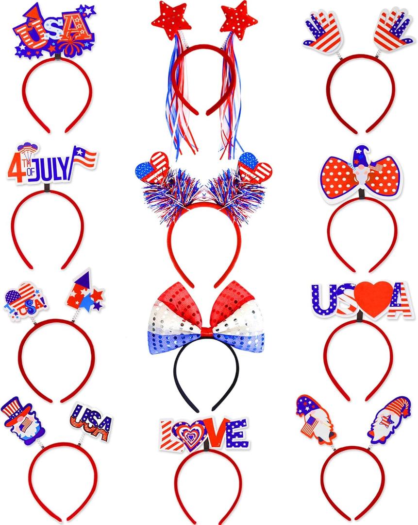 12 PCS 4th of July Headbands 4th of July Accessories for Women USA Hat 4th of July Decorations 4th of July Outfits for Women Fourth Red White Blue Headband Party Supplies Party Favor 12 PCS 4th of July Headbands 4th of July Accessories for Women USA Hat 4th of July Decorations 4th of July Outfits for Women Fourth Red White Blue Headband Party Supplies Party Favor