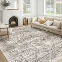 Vintage Living Room Area Rug 8x10 - Large Soft Washable Oriental Traditional Distressed Farmhouse Rugs for Bedroom - Indoor Floor Accent Carpet for Home Office House Decor - Distressed Brown