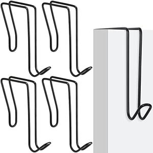 Oudain 4 Pack Wire Cubicle Hooks for Coat Wall Panel Over Cubicle Hanger Accessories for Office Partition Door Picture (Black)