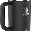 Takeya 40 oz Stainless Steel Tumbler with Lid and Two Straws, Premium Quality, Double Wall Insulated, Wiith Handle, Keep Drinks Cold for Up to 24 Hours, Onyx