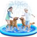 SLOOSH 72" Non-Slip Splash Pad Sprinkler - Outdoor Water Toys Play Mat for Toddlers Kids Dogs, Outside Thickened Sprinkler Pool Party Durable Backyard Fountain for Girls Boys Pets (72in, Blue)