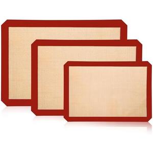 XSSDPDC 3-Pack Non-Stick Silicone Baking Mat, Food Safe Silicone Mats for Baking Cookies and Macarons - Silicone Baking Sheet(Red)