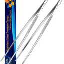 JETKONG 2 Pieces Extra-Long Tweezer Tongs 12-Inch Stainless Steel Tweezers Chef Tweezers (12" Point Tip-silver)