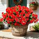 Yastouay Artificial Flowers for Outdoors Decoration, 4 Bundles UV Resistant Fake Outdoor Flowers, Realistic Artificial Plants & Flowers Faux Flowers for Garden Porch Window Box Outdoor Decor (Red)