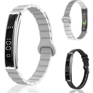 Smart Bracelet Health Tracker Steps Counting Bracelet Sleep Monitoring Smart Fitness Wristband Monitor Heart Rate Blood Oxygen Stress Value Silicone Strap (Light Gray)