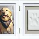 Pearhead Pet Paw Print Memorial Frame with Clay Imprint Kit, Dog & Cat Pawprint Keepsake Wood Photo Frame, DIY No Bake Paw Print Kit, 4x6 Picture Display, White