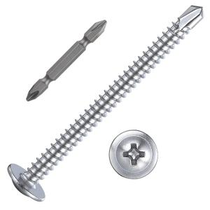 (100 pcs) Wensilon 10x2" for Sheet Metal Self-Tapping Screws 410 Stainless Steel Truss Head High-Strength Quick Tapping Screws, Silver