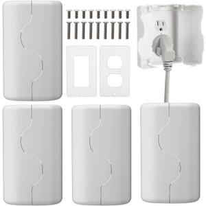 4 Pack Safety Outlet Cover Box Wall Outlet Cover for Baby Proofing Extra Large Electrical Plugs and Adapters Receptacle Box Receptacle Protector with Childproof Lock & Cable Management