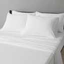 Amazon Basics 100% Cotton Jersey Bed Sheet Set, Full, White, Solid